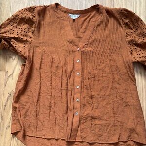 Nanette Lenore Women's Rust Button-Up Blouse